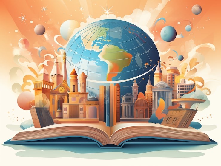 Illustration livre et globe terrestre
